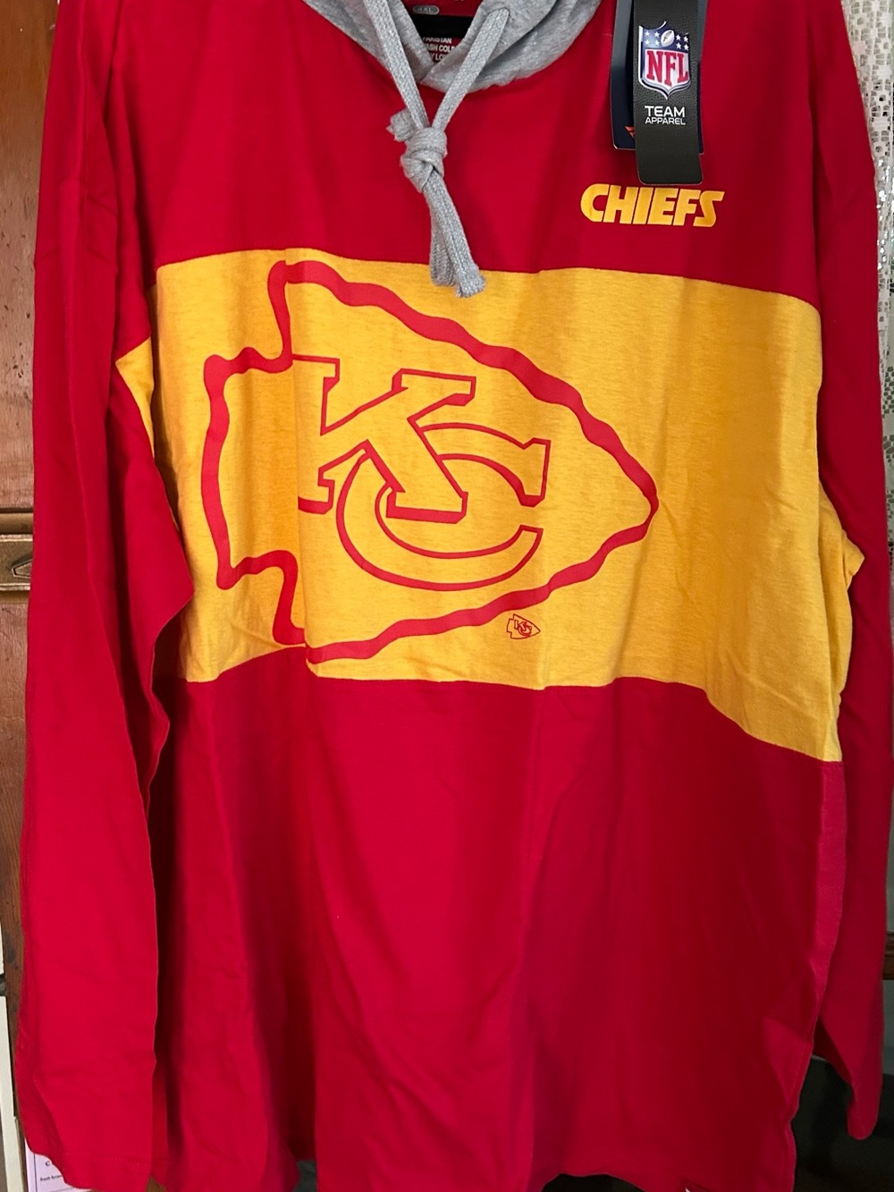 Fanatics Red and Yellow Kansas City Chiefs Colorblock Hoodie 4XL